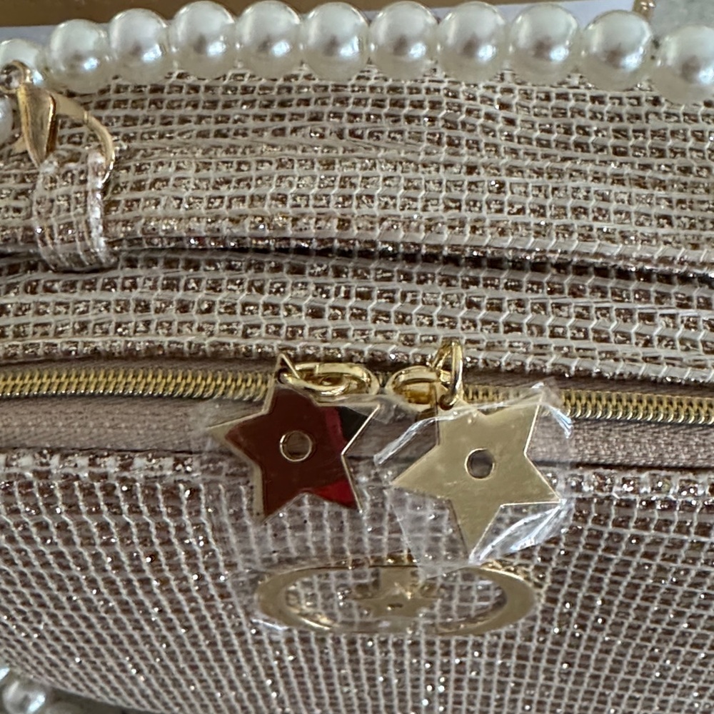 Custom Dior Gold Glitter Pouch Shoulder Bag with Pearl Strap + Dior Lip Set - Picture 3 of 10